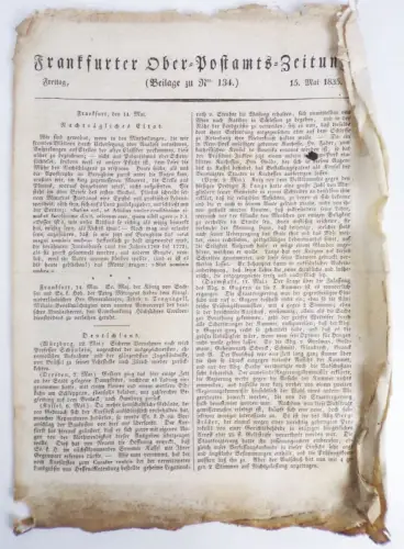 Frankfurter Ober Postamts Zeitung 1835 Beilage zur Nummer 134