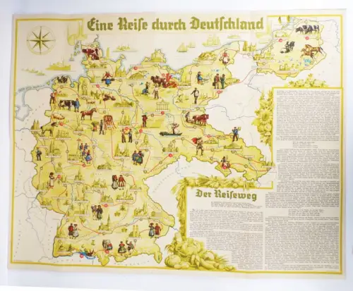 Reise durch Deutschland Würfelspiel 1930er Spielplan