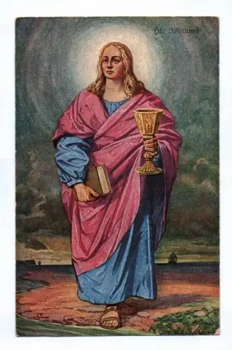 Künstler Ak Heiliger Johannes Apostel mit Kelch und Buch