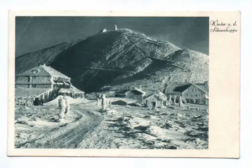 Ak Winter an der Schneekoppe Schlesier Haus RIesenbaude Risengebirge