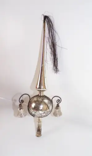 Alte Christbaumspitze Glas wohl Lauscha Glocken Antik 