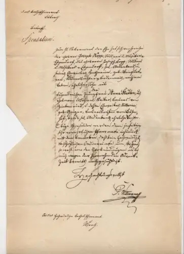 Schriftstück Pfarramt Boebrach Vignette 1874 Schönschrift