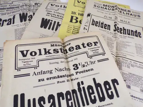 Konvolut München Theater Aushänge 1917 Programm Münchner Volkstheater