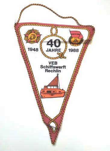 Wimpel 40 Jahre VEB Schiffswerft Rechlin DDR