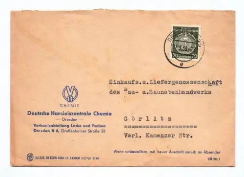 Brief Deutsche Handelszentrale Chemie Dresden 1959 DDR
