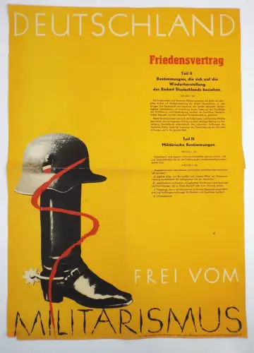 Plakat Deutschland Friedensvertrag Frei von Militarismus 1959