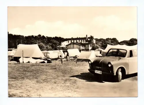 Foto Ak Thiessow Rügen Zeltplatz 1968 alter Trabant DDR