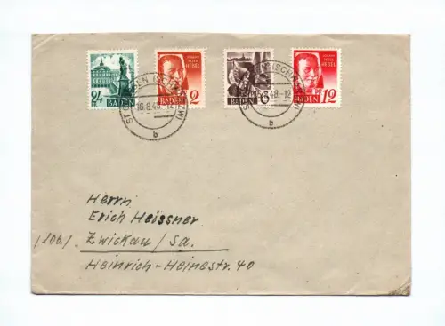 Brief Zwickau Sachsen 1948 Mischfrankatur