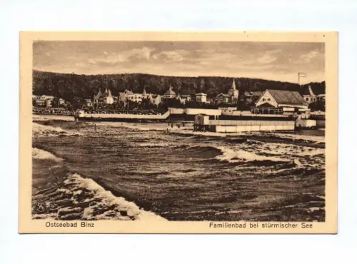 Ak Ostseebad Binz Familienbad bei stürmischer See