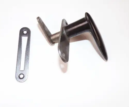 Alter Fenstergriff Fensterolive mit Beschlag Schwarz Bakelit Art Deco Bauhaus 