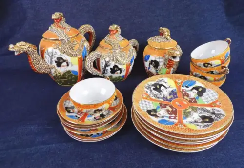 Altes Japan Porzellan Service Satsuma Drache Dai Nipon 