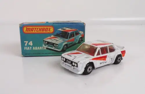 Matchbox 74 Fiat Abarth mit Originalkarton Vintage 