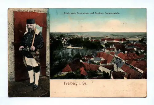 Ak Glück auf aus Freiberg 1914 Sachsen