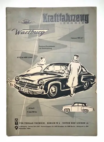 Original Heft Kraftfahrtzeug Technik Wartburg DDR 1956