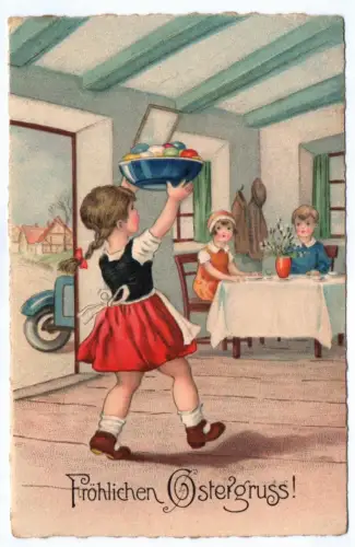 Ak Fröhlichen Ostergruss Kinder mit Ostereiern
