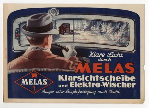 Prospekt MELAS Klarsichtscheibe Elektro Wischer Old Werbung Sammler