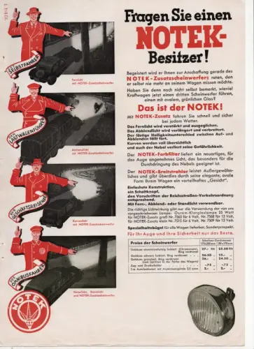 Reklame Druck Notek Scheinwerfer Automobil Kfz Oldtimer 1930er 