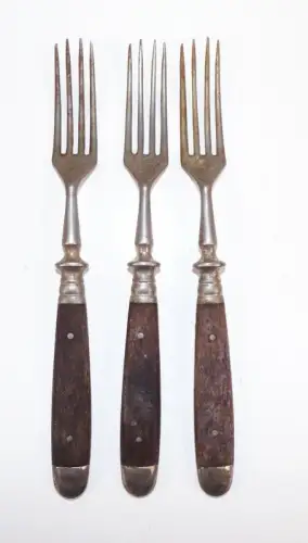 Alte Gabeln Antik Besteck 3 Stück Holzgriff 