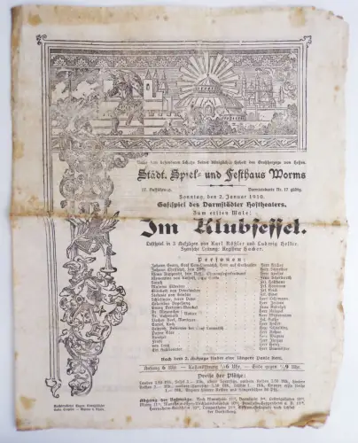 Worms Program Urban Game And Festhaus 1910