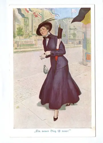 Patriotica Ak Woman With German Empire Flag 1916