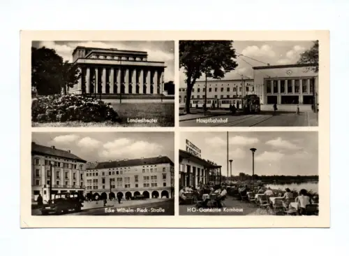 Ak Dessau Landestheater Hauptbahnhof 1956 HO Gaststätte Kornhaus