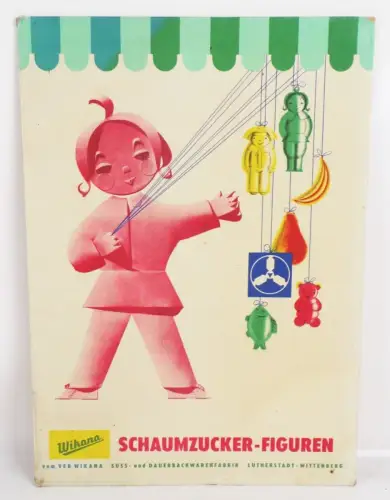 Alter Pappaufsteller Wikana Schaumzucker Figuren Süßigkeit DDR Reklame