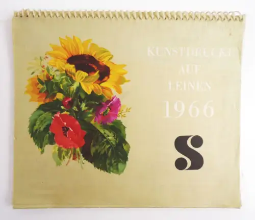 Kalender 1966 Kunstdrucke auf Leinen Blumen Strobach Ebersbach Geschenkartikel