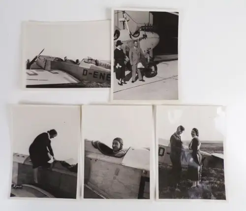 5 x Foto Flugplatz Rangsdorf 1938 Taube D-Ehbe D-Enex