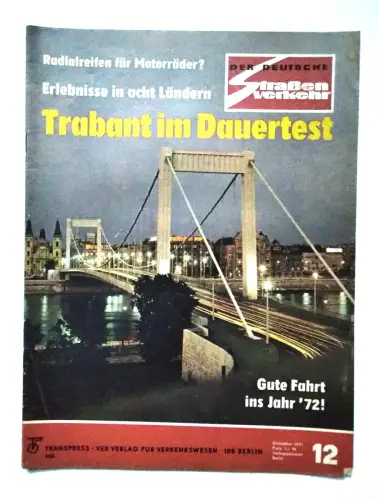 Der Deutsche Straßenverkehr 1971 Nr 12 Trabant im Dauertest DDR Zeitschrift