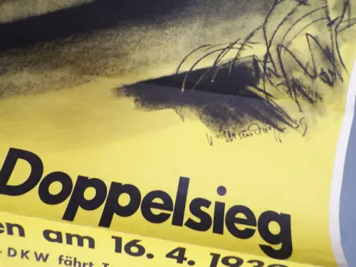 Motorsport Plakat 1939 Doppelsieg Eilenriede DKW Union Poster 