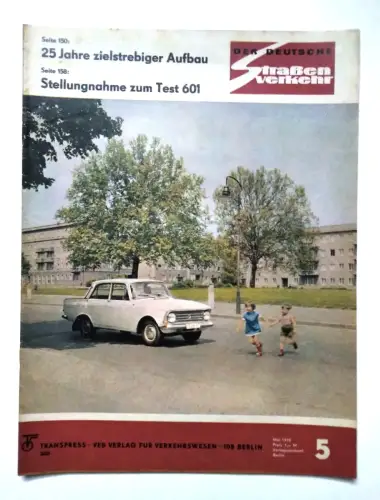 Der Deutsche Straßenverkehr 1970 Nr 5 Stellungnahme zum Test 601 Zeitschrift DDR