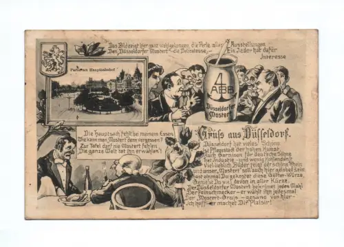 Ak Gruß aus Düsseldorf 1914 Partie am Hauptbahnhof