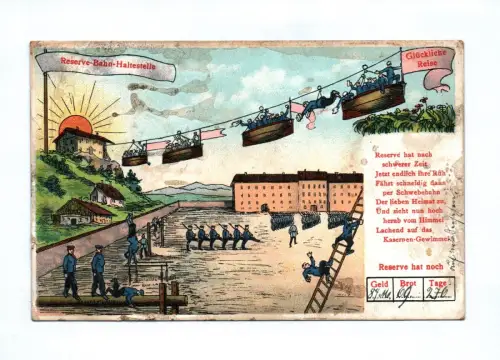 Litho Scherz Humor Reserve-Bahn-Haltestelle 1913