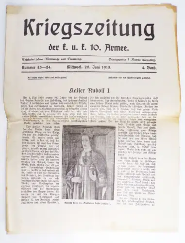 Kriegszeitung der kuk 10 Armee 1918