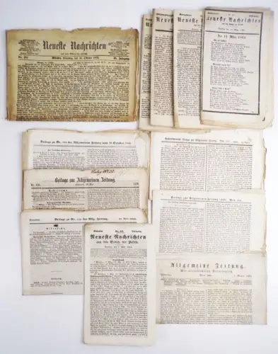 Konvolut Neueste Nachrichten und Allgemeine Zeitung 1825 bis 1873