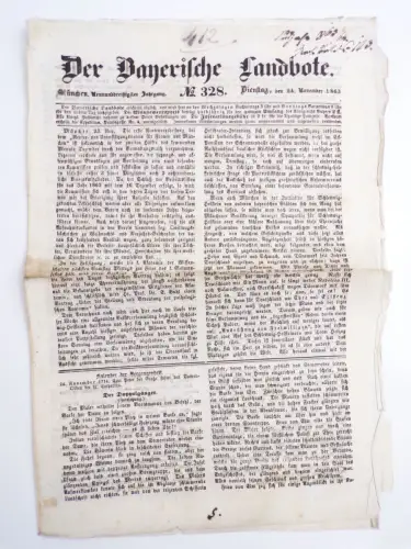 Der Bayerische Landbote No 328 München 1863 Zeitung