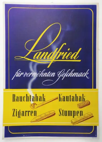 Alter Aufsteller Landfried Tabak Kautabak Zigarren Pappschild Reklame 