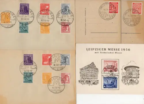 5 x Messe Beleg Leipziger Messe 1946 1947 1956