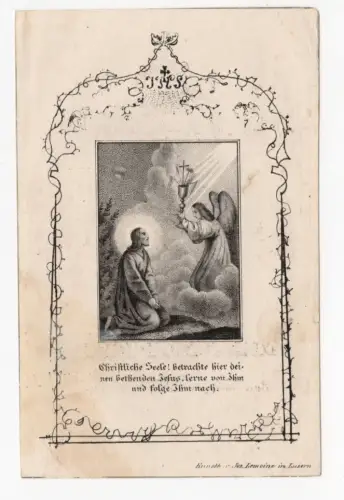 Heiligenbild betender Jesus Lemoine Luzern Messopfer Dirtenwang 1845