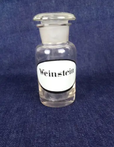 Alte Apothekerflasche Vorratsgefäß Deko 100 ml Weinstein kleines Glas