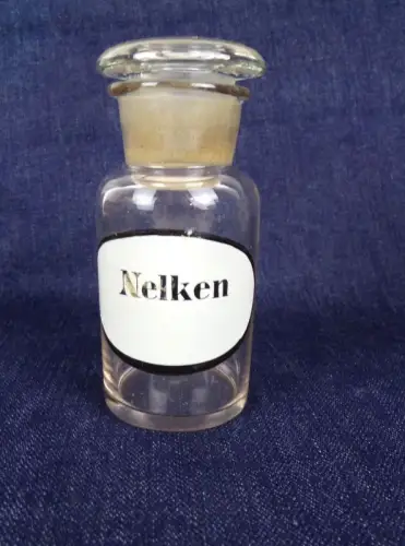 Alte Apothekerflasche Nelken Vorratsgefäß Dekoration 100 ml Vintage Glas 