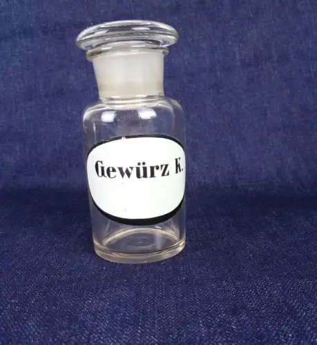 Alte Vorratsgefäß Gewürz K Apothekerflasche 100 ml Glas Vintage Deko 