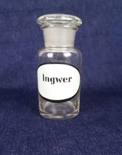 Alte Vorratsgefäß Ingwer Apothekerflasche 100 ml Glas Vintage Deko