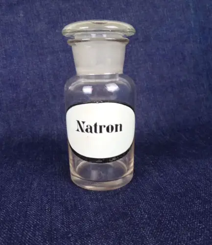 Alte Flasche Natron Vorratsgefäß Deko Apothekerflasche 100 ml Glas 