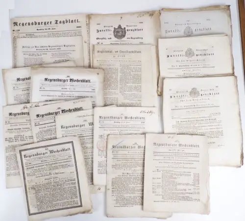 Regensburg Zeitung 1809 bis 1854 antike Zeitungen