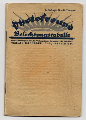 Photofreund Belichtungstabelle Hackebeil Berlin