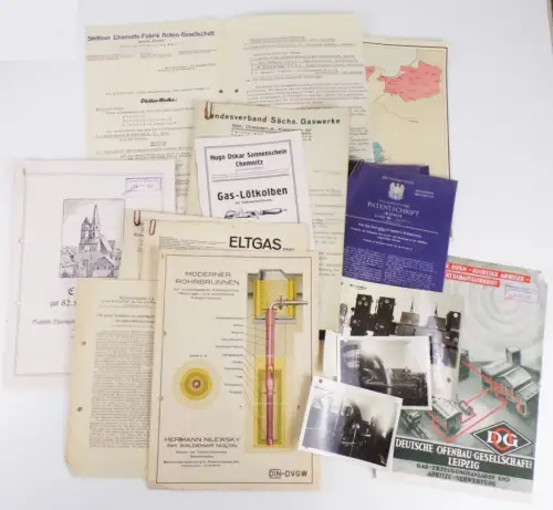 Dokumente Konvolut Gas Ofenbau 1930er Jahre Stettin Leipzig Dresden Nordhausen