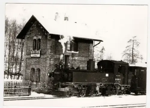 Foto Steinbach bei Jöhstadt Haltestelle Dampflok 991585-1 DDR 1981