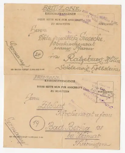 2 x Kriegsgefangenenpost Karten Ägypten 1947