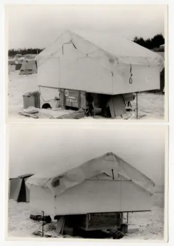 2 x Foto Zelt auf Anhänger Camping in der DDR um 1970 1980